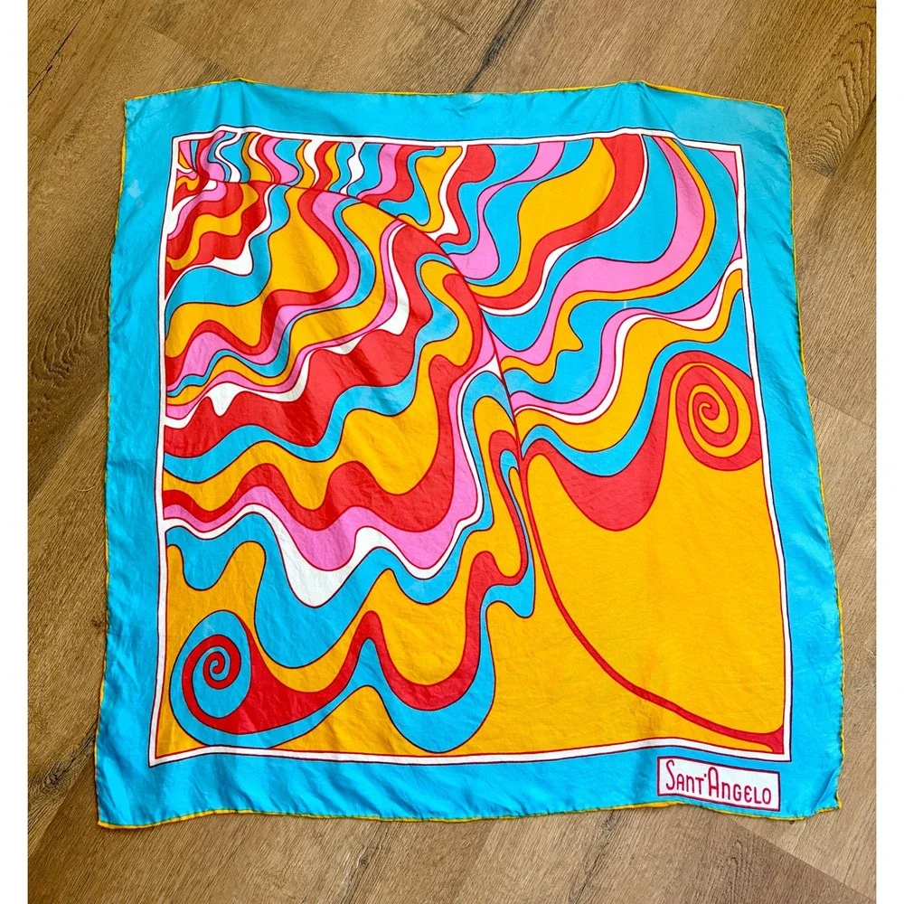 Vintage 1960s 70s Giorgio di Sant'Angelo Top Big Psychedelic Silk Scarf Mod